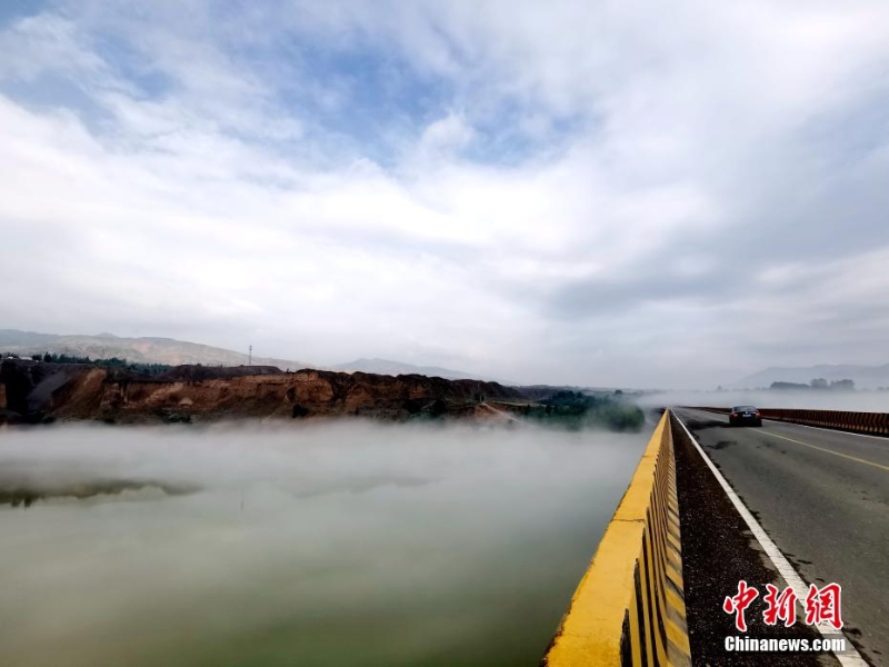 青海尖扎：薄霧、群山、綠樹勾勒黃河夏日?qǐng)D景