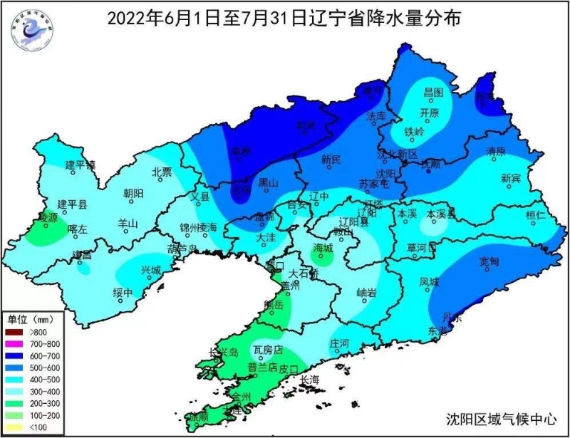 遼寧入汛以來降水分布