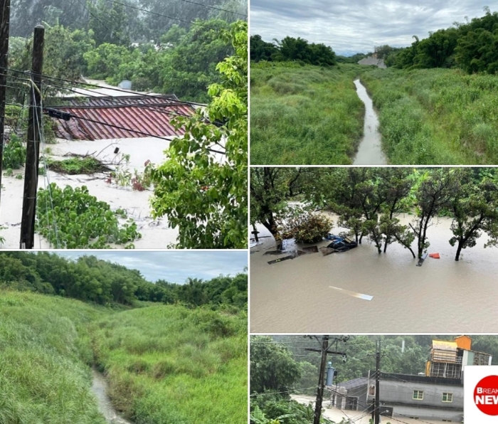 高雄市田寮區(qū)淹水災(zāi)情慘重，房子幾乎快被滅頂